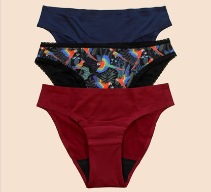 3 culottes menstruelles colorées dans le pack Samba