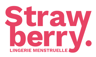 Logo Strawberry lingerie menstruelle, culottes de règles pour le sport et le quotidien en vente chez Soroera