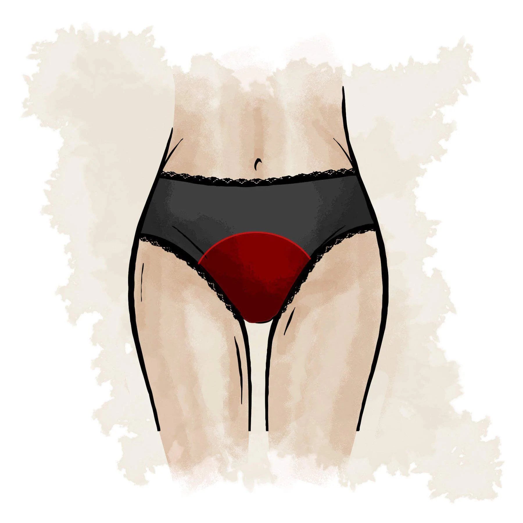 Culotte menstruelle shorty noire et 3 serviettes amovibles